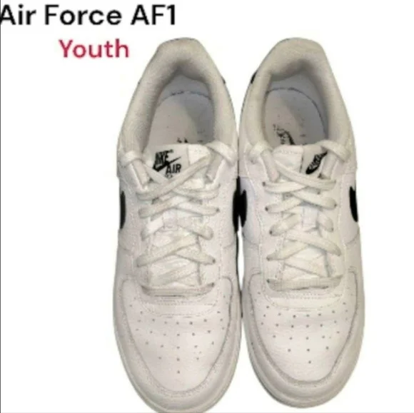 Youth Nike AF1 Air Force One White Leather Athletic Sneaker 7 7Y Boy Girl Kid - Picture 5 of 10